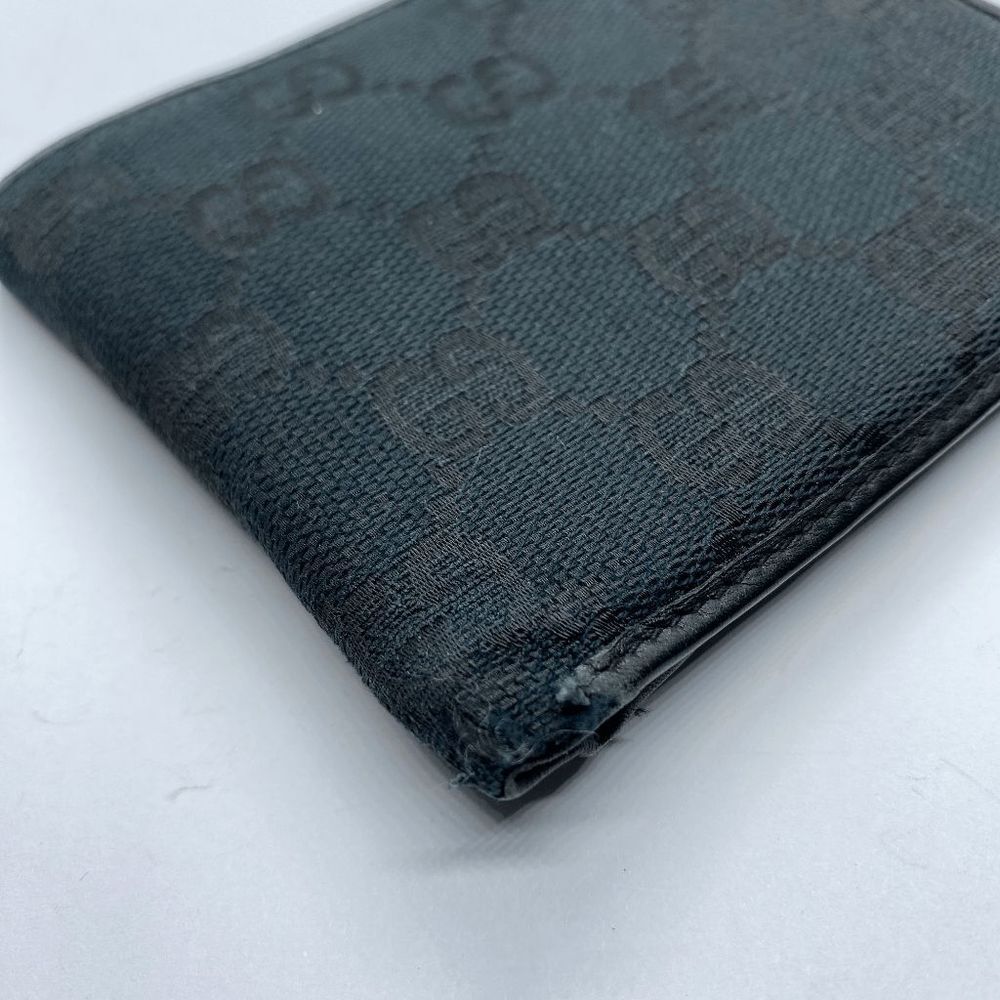 Authentic Gucci Black Canvas & Leather Bifold Wallet **FLAWS** - Picture 3 of 12